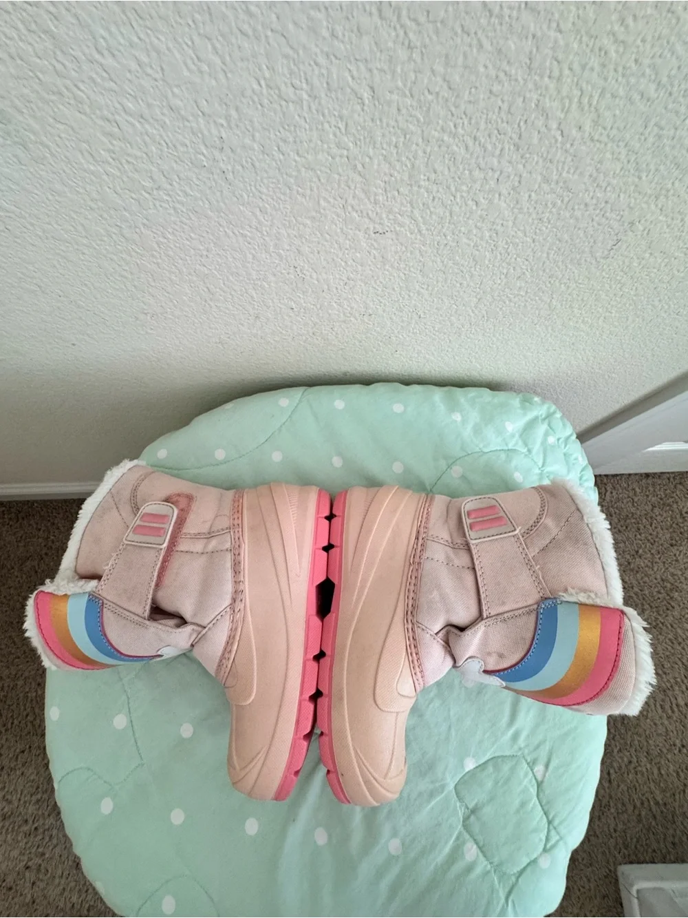 Cat & Jack Pink Rainbow Snow Boots for Kids size 10